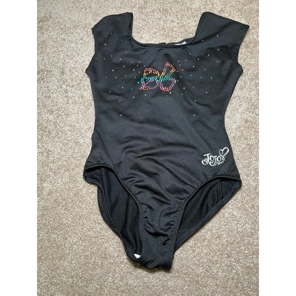 JoJo Siwa Girls Dance Gymnastics Leotard Black Multicolor Bedazzled Size 6/7